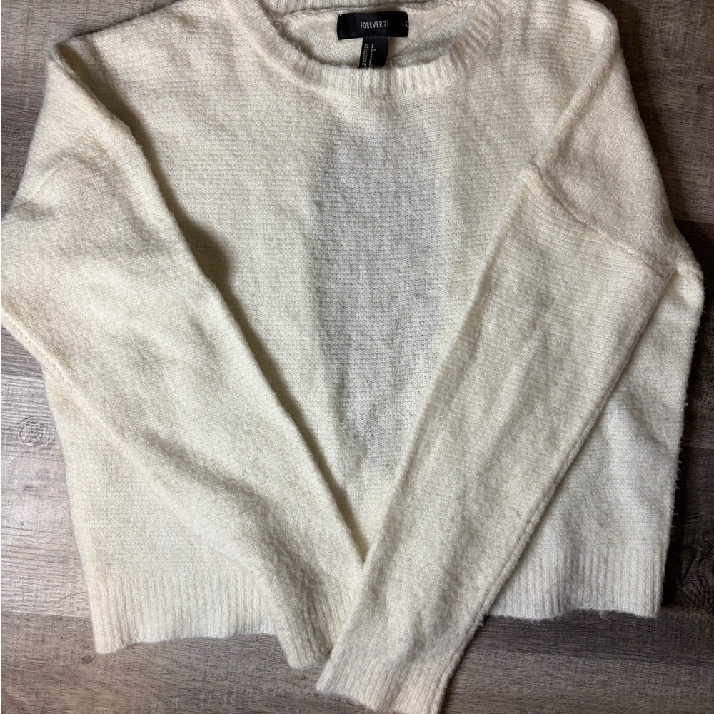 Forever 21 Soft Cream Crew Neck Sweater